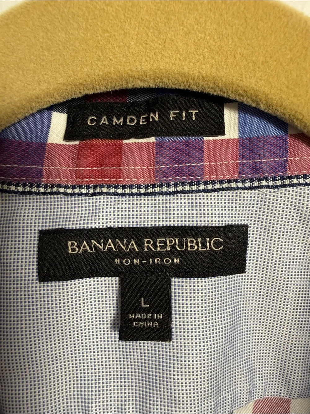 Banana Republic Red, Blue & White Plaid Button-Down Shirt Camden Fit Large